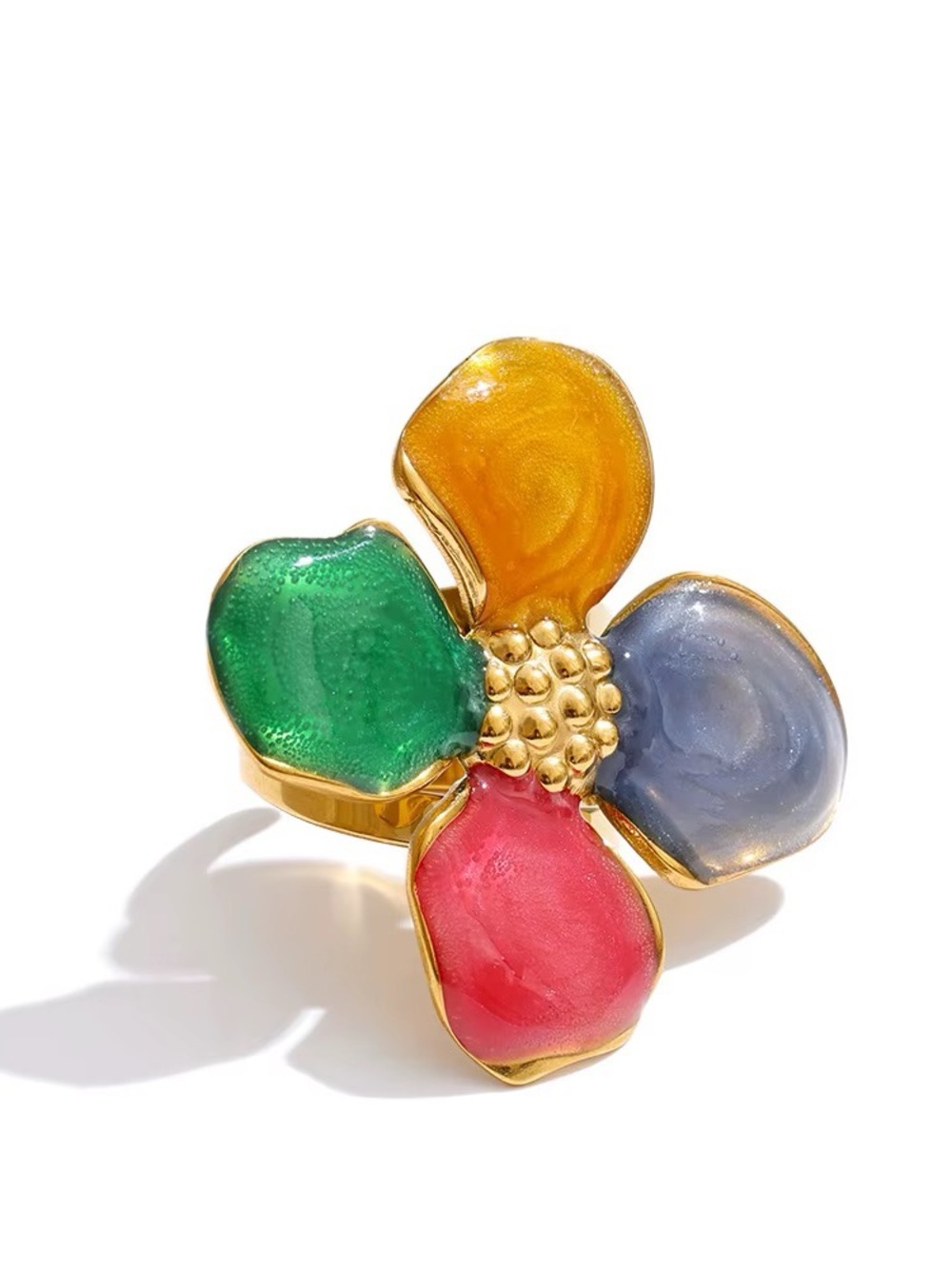 Multi-Color Cluster Stone Statement Ring - Gold - Picture 2 of 5